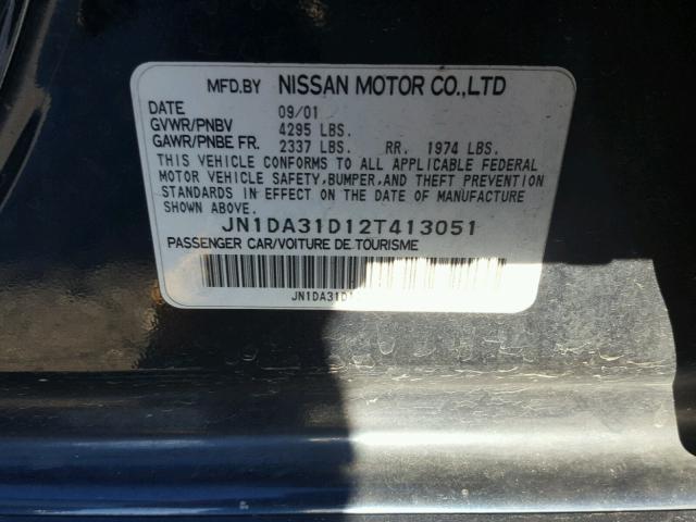 JN1DA31D12T413051 - 2002 NISSAN MAXIMA GLE BLUE photo 10