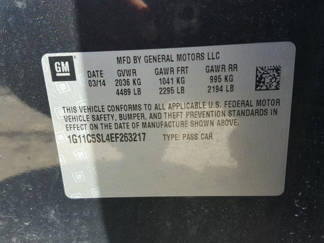 1G11C5SL4EF263217 - 2014 CHEVROLET MALIBU 1LT 黑色 照片 10