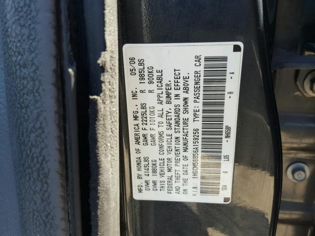 1HGCM56856A159256 - 2006 HONDA ACCORD EX GRAY photo 10