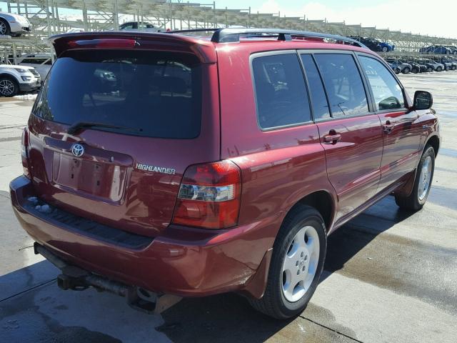 JTEEP21A150115424 - 2005 TOYOTA HIGHLANDER RED photo 4