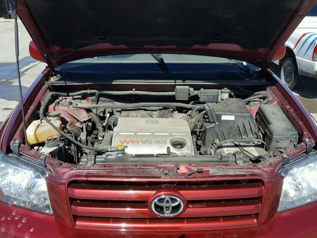 JTEEP21A150115424 - 2005 TOYOTA HIGHLANDER RED photo 7