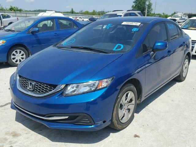 19XFB2F58DE044277 - 2013 HONDA CIVIC LX BLUE photo 2