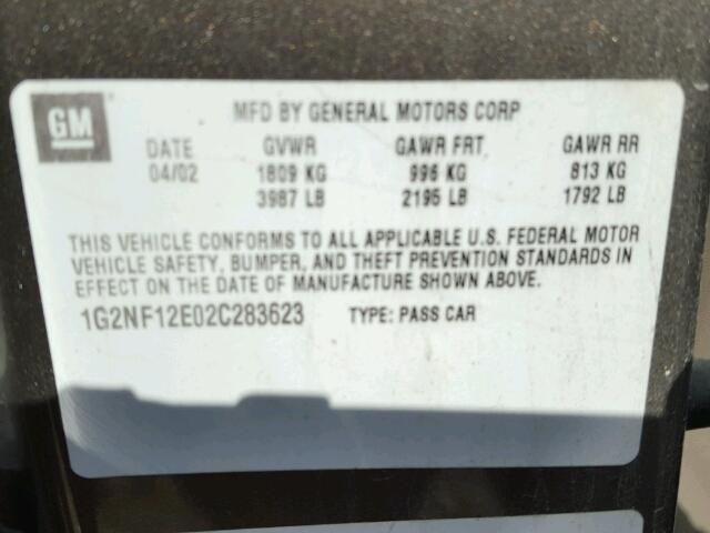 1G2NF12E02C283623 - 2002 PONTIAC GRAND AM S Qəhvəyi foto 10