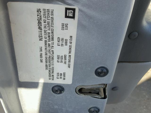 1G1ZT54834F111374 - 2004 CHEVROLET MALIBU LS ნაცრისფერი ფოტო 10