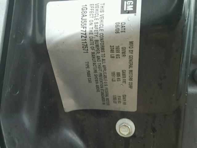 1G8AJ55F77Z117571 - 2007 SATURN ION LEVEL GRAY photo 10