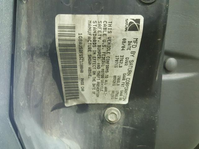 1G8AJ52F55Z110040 - 2005 SATURN ION LEVEL BLUE photo 10