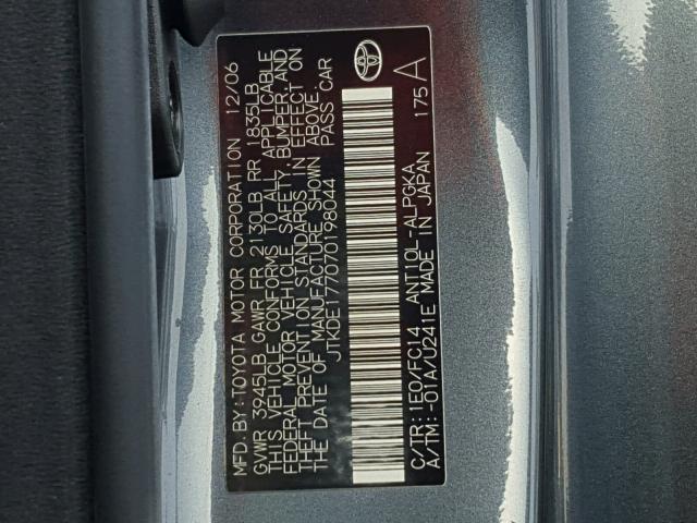 JTKDE177070198044 - 2007 TOYOTA SCION TC 灰色 照片 10