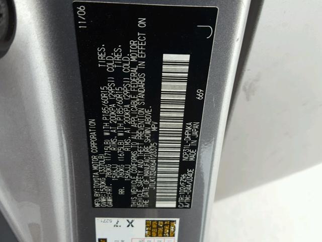 JTLKT324X64123375 - 2006 TOYOTA SCION XB ვერცხლისფერი ფოტო 10