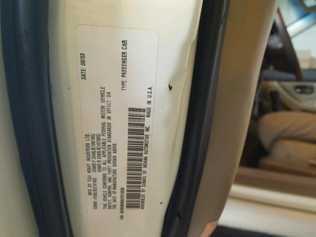 4S3BH806047610336 - 2004 SUBARU LEGACY OUT WHITE photo 10