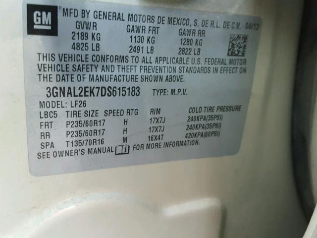 3GNAL2EK7DS615183 - 2013 CHEVROLET CAPTIVA LS 银色 照片 10