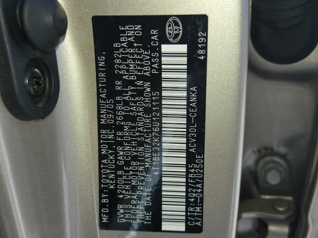 4T1BE32K76U121115 - 2006 TOYOTA CAMRY LE BEIGE photo 10