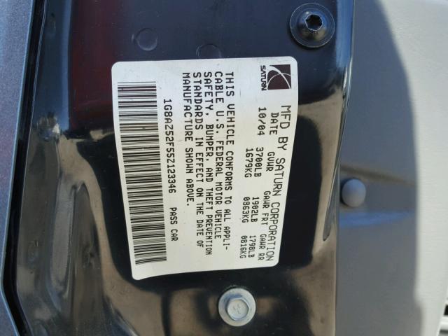1G8AZ52F55Z123346 - 2005 SATURN ION LEVEL CHARCOAL photo 10