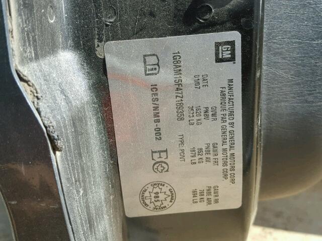 1G8AM15F47Z189358 - 2007 SATURN ION LEVEL ნაცრისფერი ფოტო 10