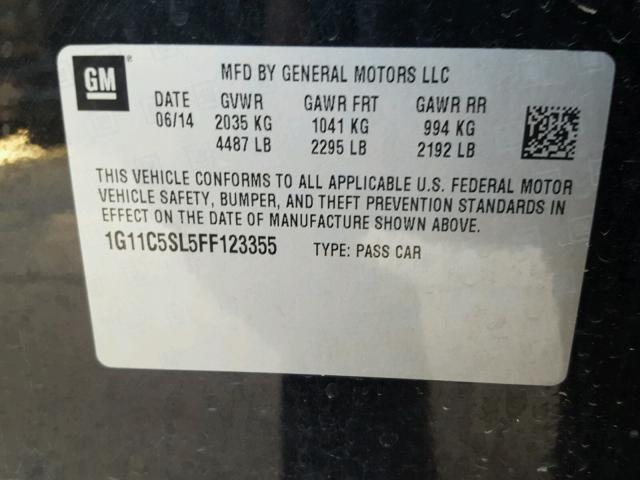 1G11C5SL5FF123355 - 2015 CHEVROLET MALIBU 1LT 黑色 照片 10