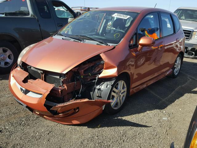 JHMGD38677S043793 - 2007 HONDA FIT S ORANGE photo 2