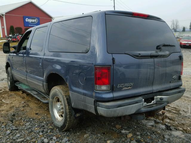 1FMSU41F72ED63744 - 2002 FORD EXCURSION BLUE photo 3