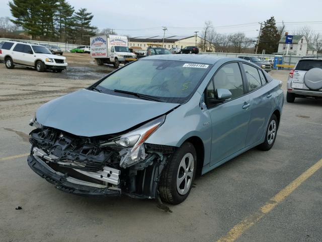 JTDKBRFU5H3036164 - 2017 TOYOTA PRIUS TEAL photo 2