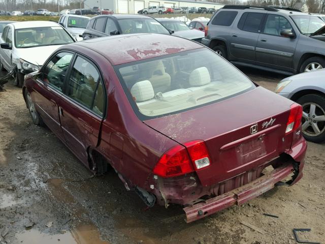 2HGES26734H581786 - 2004 HONDA CIVIC EX BURGUNDY photo 3