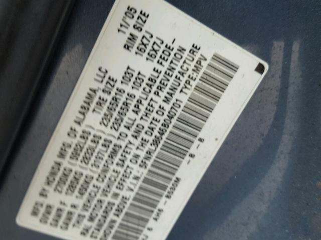 5FNRL38646B040701 - 2006 HONDA ODYSSEY EX BLUE photo 10