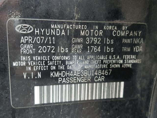 KMHDH4AE3BU148467 - 2011 HYUNDAI ELANTRA GL BLACK photo 10