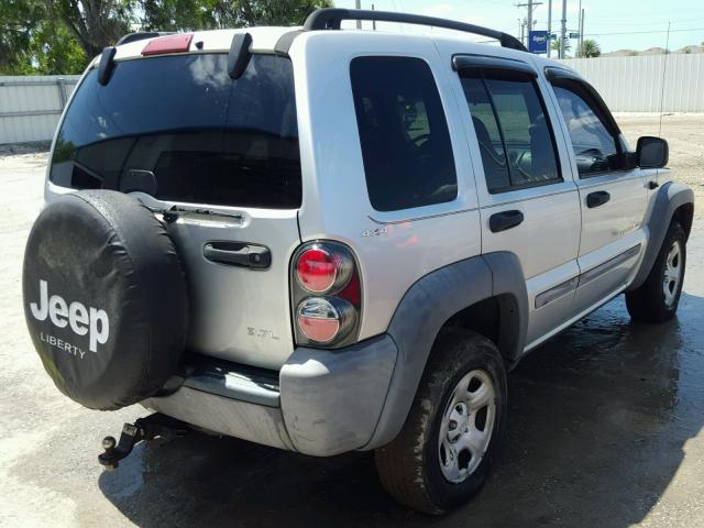 1J8GL48K02W230388 - 2002 JEEP LIBERTY SP SILVER photo 4