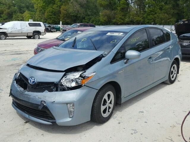 JTDKN3DU8E1743399 - 2014 TOYOTA PRIUS TEAL photo 2