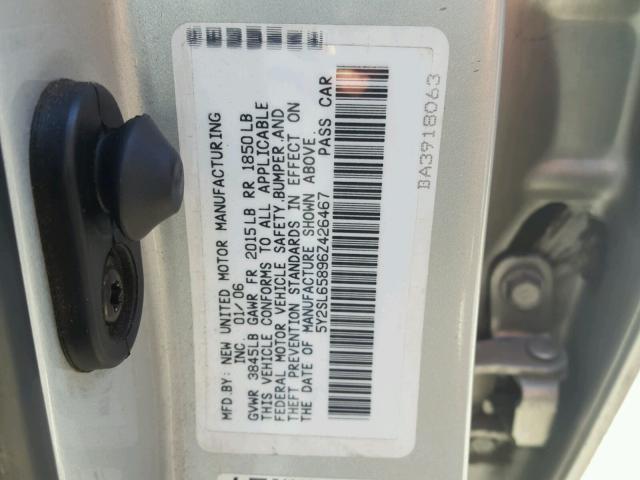 5Y2SL65896Z426467 - 2006 PONTIAC VIBE GRAY photo 10