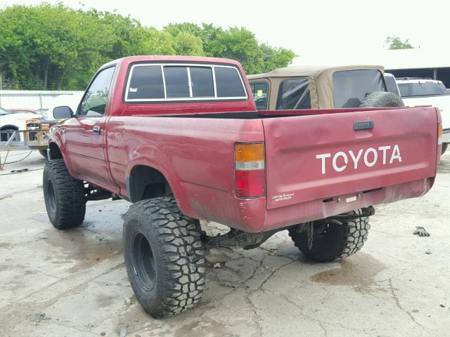 JT4RN01P1N0039658 - 1992 TOYOTA PICKUP 1/2 BURGUNDY photo 3