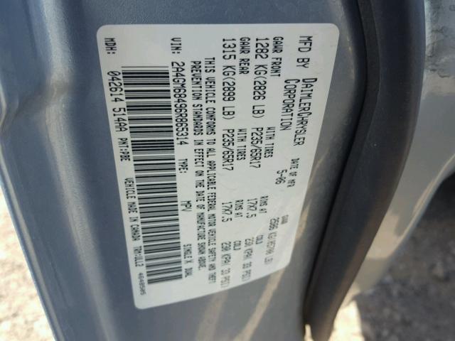 2A4GM68496R865314 - 2006 CHRYSLER PACIFICA T BLUE photo 10