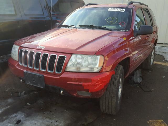 1J8GW68JX2C215697 - 2002 JEEP GRAND CHER RED photo 2