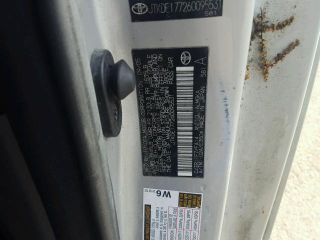 JTKDE177260095531 - 2006 TOYOTA SCION TC 银色 照片 10