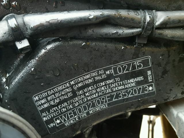WB10D2109FZ352073 - 2015 BMW S 1000 RR MAROON photo 10