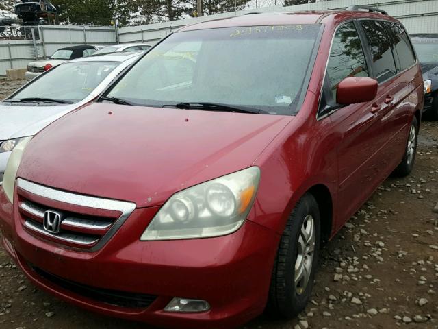 5FNRL38425B079235 - 2005 HONDA ODYSSEY EX RED photo 2