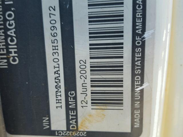 1HTMMAAL03H569072 - 2003 INTERNATIONAL 4000 4300 黄色 照片 10