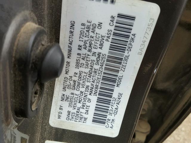 1NXBR32E15Z346255 - 2005 TOYOTA COROLLA CE GRAY photo 10