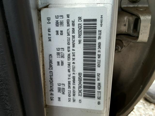 2C3AE76K24H685499 - 2004 CHRYSLER 300M SPECI SILVER photo 10