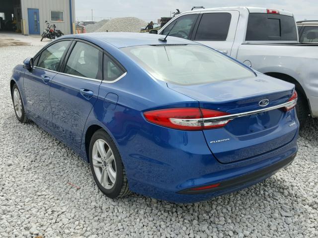 3FA6P0UU6JR141875 - 2018 FORD FUSION S H BLUE photo 3