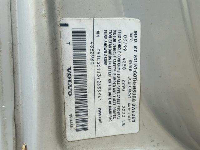 YV1LS61J3Y2635841 - 2000 VOLVO S70 BASE SILVER photo 10