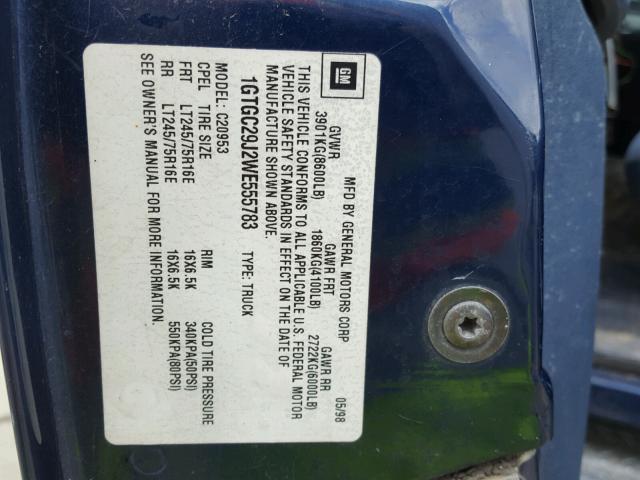 1GTGC29J2WE555783 - 1998 GMC SIERRA C25 BLUE photo 10