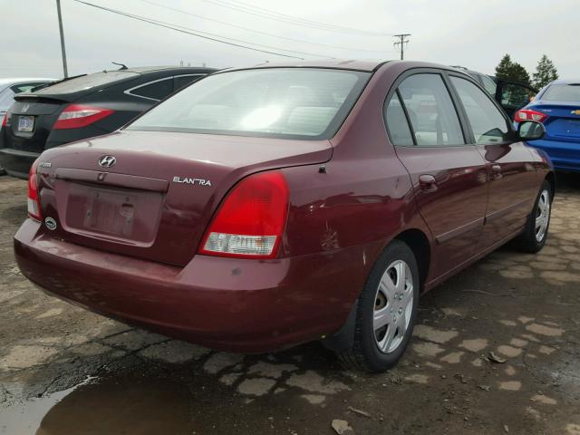 KMHDN45D22U260932 - 2002 HYUNDAI ELANTRA GL RED photo 4