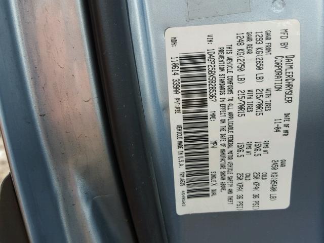 1D4GP25BX5B285367 - 2005 DODGE CARAVAN SE TEAL photo 10