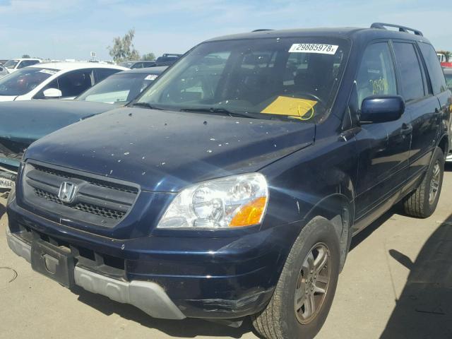 2HKYF18594H562270 - 2004 HONDA PILOT EXL BLUE photo 2