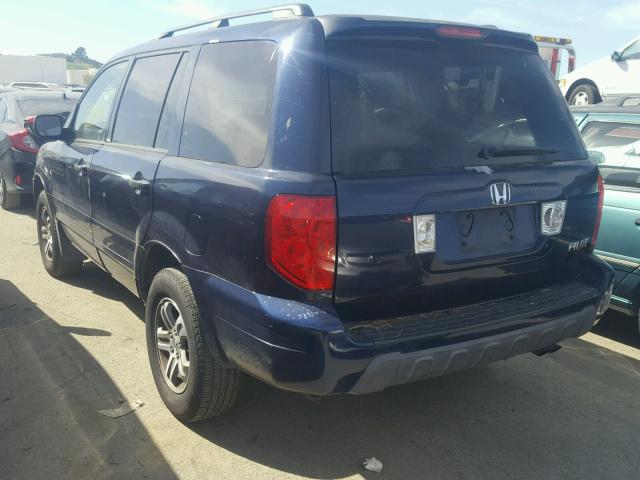 2HKYF18594H562270 - 2004 HONDA PILOT EXL BLUE photo 3