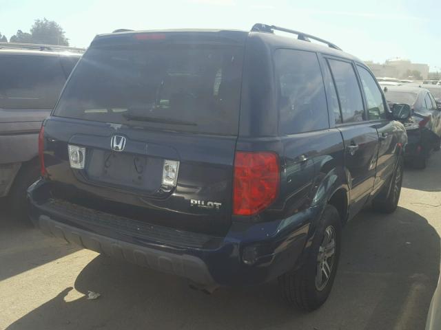 2HKYF18594H562270 - 2004 HONDA PILOT EXL BLUE photo 4