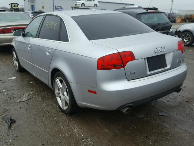 WAUDF78E07A138681 - 2007 AUDI A4 2.0T QU SILVER photo 3