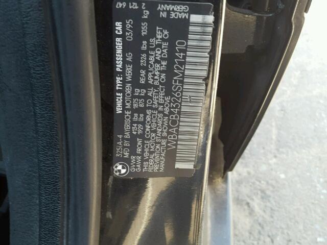 WBACB4326SFM21410 - 1995 BMW 325 I AUTO BLACK photo 10