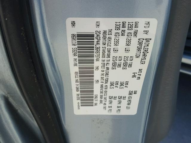 2D4GP44L36R879744 - 2006 DODGE GRAND CARA BLUE photo 10