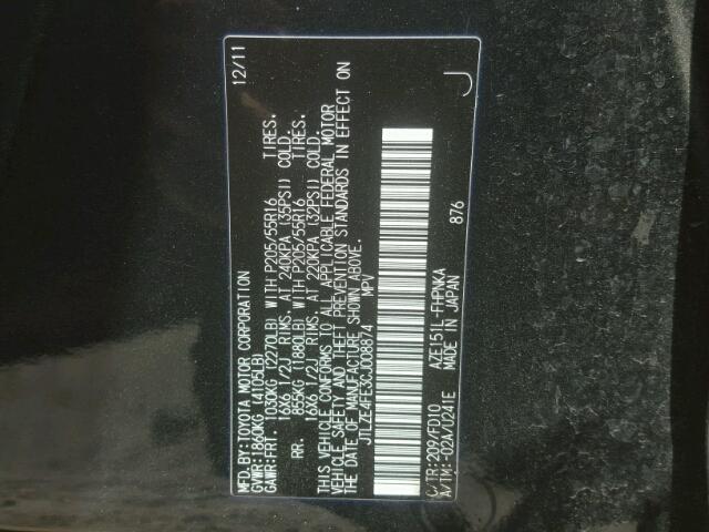 JTLZE4FE3CJ008874 - 2012 TOYOTA SCION XB Negro foto 10