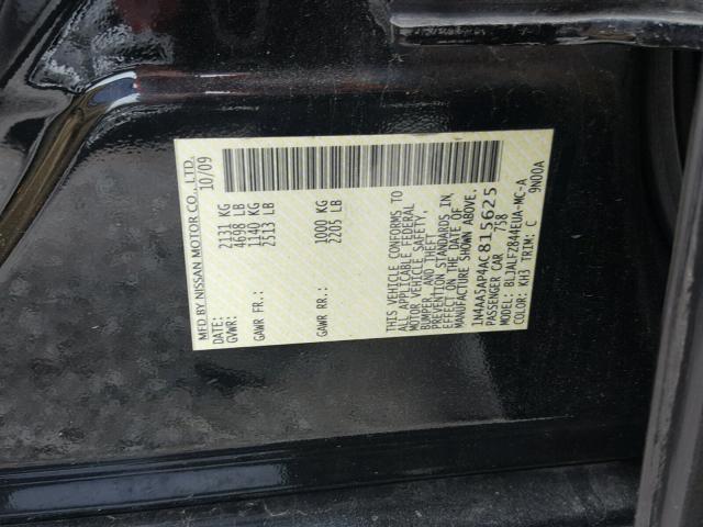 1N4AA5AP4AC815625 - 2010 NISSAN MAXIMA S BLACK photo 10