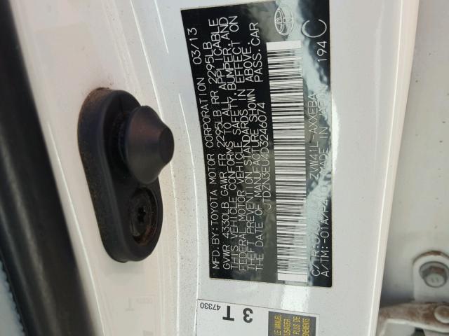 JTDZN3EU4D3246074 - 2013 TOYOTA PRIUS V WHITE photo 10